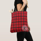 Monogrammed Red and Black Tartan Plaid