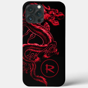 Monogrammed Red Asian Dragon iPhone 13 Pro Max Case