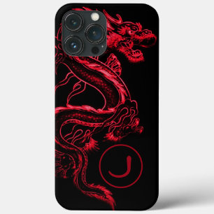 Monogrammed Red Asian Dragon   iPhone 13 Pro Max Case