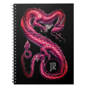 Monogrammed Red Asian Dragon Notebook