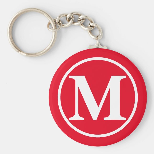 Monogrammed Red BB Keychain (Front)