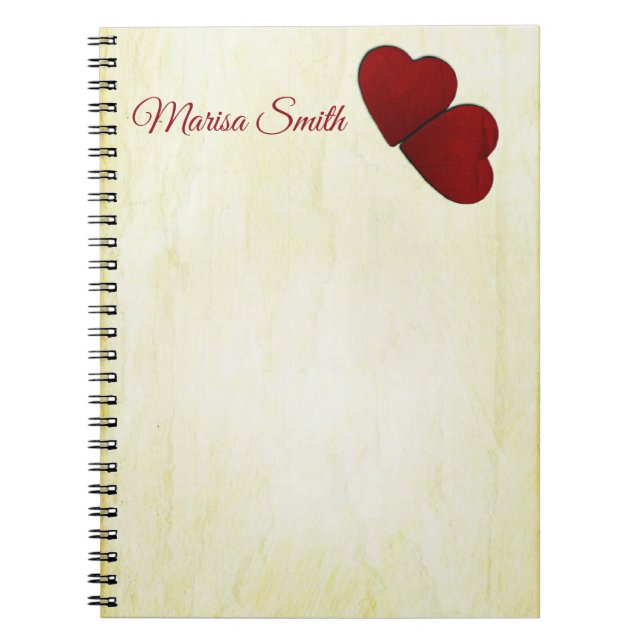 Monogrammed Red Hearts Notebook (Front)