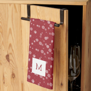 Monogrammed Red Kitchen Towels