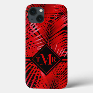 Monogrammed Red Palm iPhone 13 Case