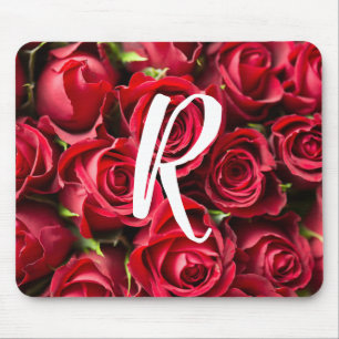 Monogrammed Red Roses Mousepad Mouse Pad