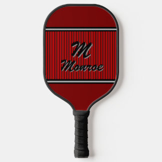 Monogrammed Red Striped  Pickleball Paddle