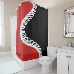 Monogrammed red white and black piano design