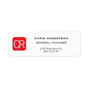 Monogrammed Red White Professional Plain