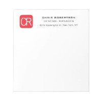 Monogrammed Red White Professional Plain