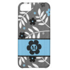 Monogrammed Retro Blue Floral Theme