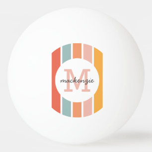 Monogrammed Retro Colourful Stripes Personalized Ping Pong Ball