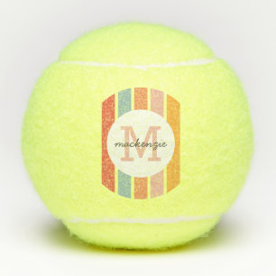 Monogrammed Retro Colourful Stripes Personalized Tennis Balls