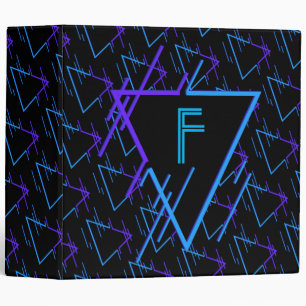Monogrammed Retro Neon Geometric Pattern 2 Binder