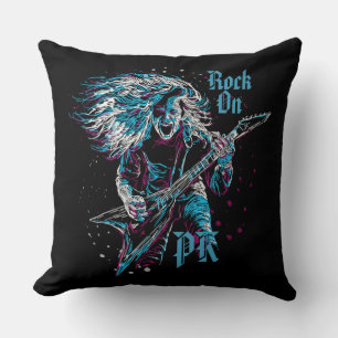 Monogrammed Rock On Heavy Metal Throw Pillow