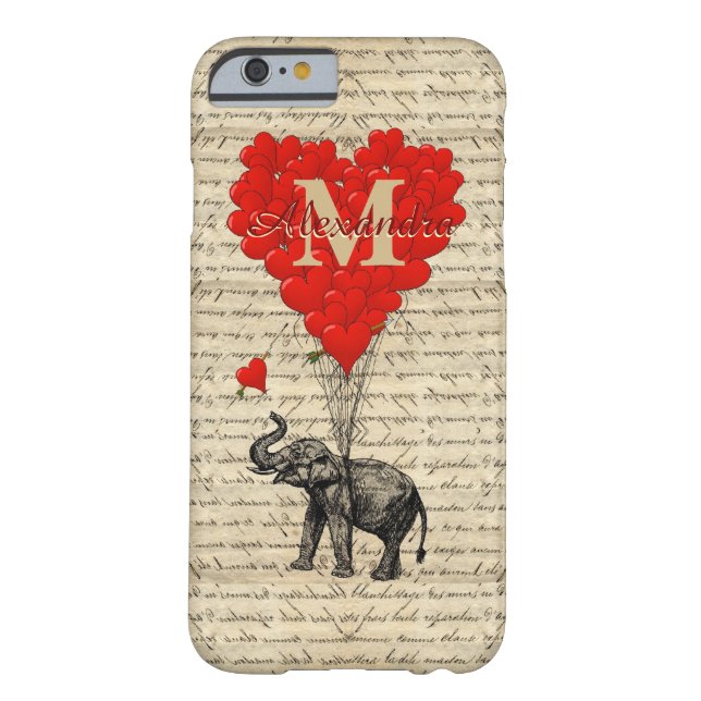 Monogrammed romantic elephant and heart Case-Mate iPhone case (Back)