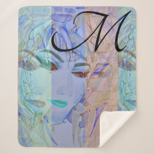 Monogrammed  Romantic Shabby Chic Pastel Colours Sherpa Blanket