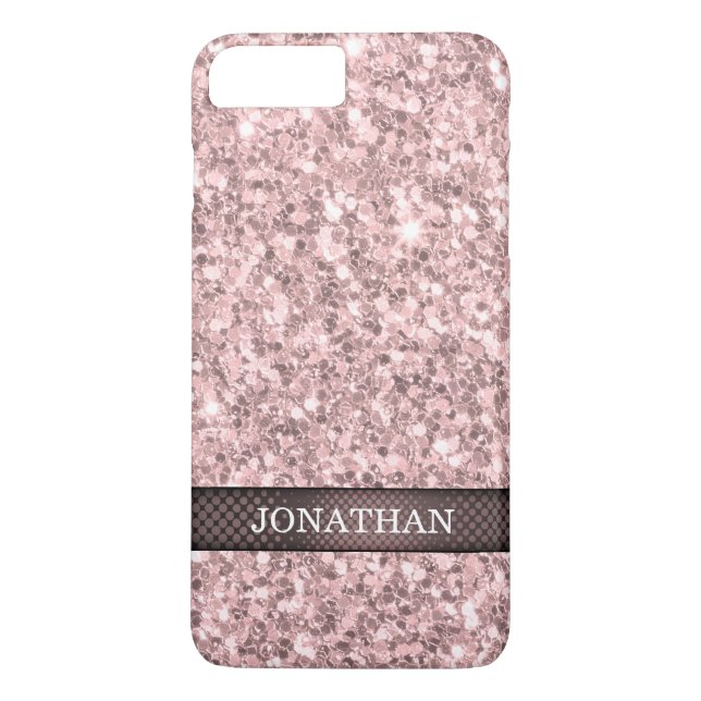 Monogrammed Rose Gold Glitter Pattern Case-Mate iPhone Case (Back)