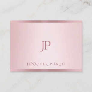 Monogrammed Rose Gold Template Modern Minimalist Business Card