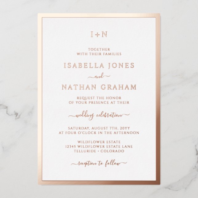 Monogrammed Rose Gold Wedding (Front)