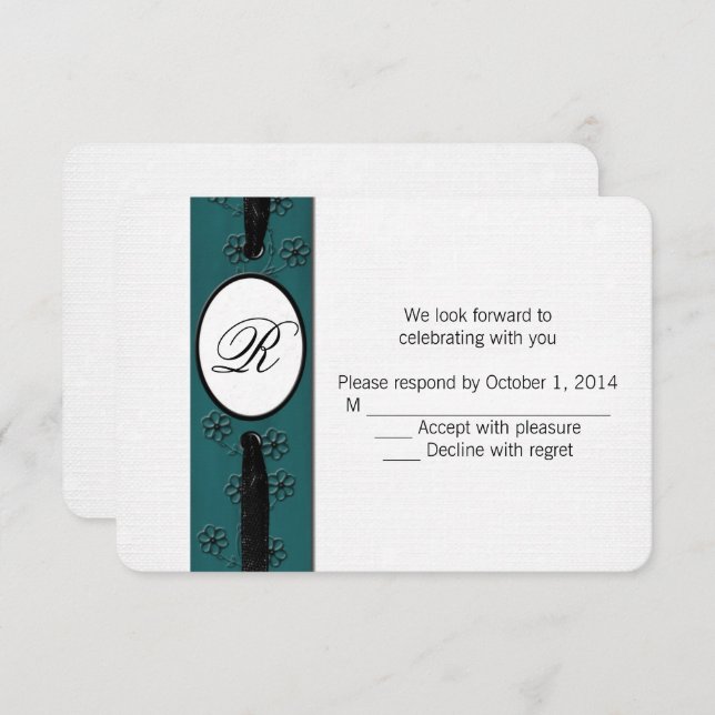 Monogrammed RSVP with ribbon Invitation (Front/Back)