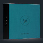 Monogrammed Rustic Blue Linen Elegant Script  Binder<br><div class="desc">A beautiful monogram design using your name and initial in a classy circle shape. A blue faux linen texture in the background with black accents creates a unique styles. Customize the monogram and text and make it your own. Ideal office and school stationery supplies. Other linen colours offered in this...</div>
