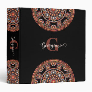 Monogrammed Safari Sunset Bohemian Dot Mandala Binder