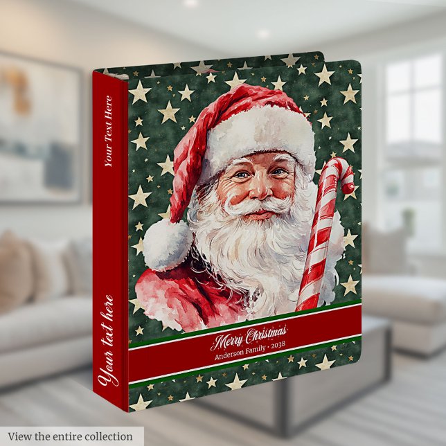 Monogrammed Santa Claus holiday planner  Binder (Monogrammed Santa Claus holiday planner 3 ring binder)