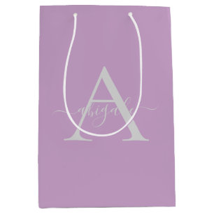 Monogrammed Script Lilac   Minimalist Elegant Medium Gift Bag