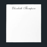 Monogrammed Script Notepad<br><div class="desc">This 5.5 x 6 notepad with 40 pages with your name in a beautiful, modern yet traditional script font in black is perfect for writing notes to office personnel, family, and friends! You will love having it to jot things down on. It makes a great gift for any distinguished woman....</div>