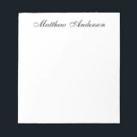 Monogrammed Script Notepad<br><div class="desc">This 5.5 x 6 notepad with 40 pages with your name in a simple, modern yet traditional script font in black is perfect for writing notes to office personnel, family, and friends. Having it nearby will make taking notes or jotting down ideas easy and convenient. It makes a great gift...</div>