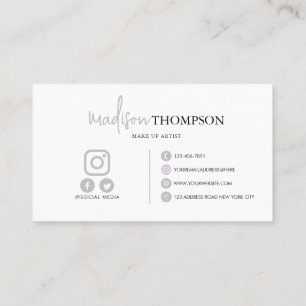 Monogrammed Script Typography Pale Grey QR Code Business Card