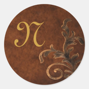 Monogrammed Scroll Leaf Sticker