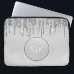 Monogrammed Silver Dripping Glitter Girly Laptop Sleeve<br><div class="desc">Girly Silver Faux Dripping Glitter and Sparkle Elegant Monogram Laptop Computer Case. This monogrammed case can be customized to include your initial and first name.</div>