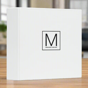 Monogrammed Simple Black & White Professional Binder