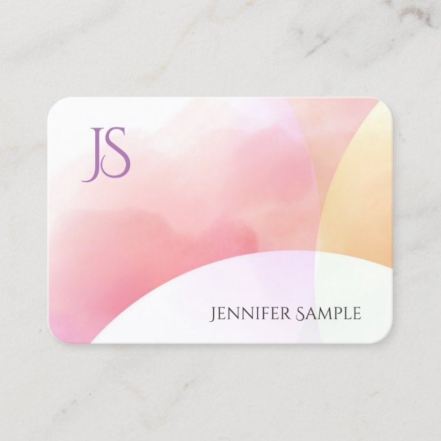 Monogrammed Simple Elegant Modern Colourful Trendy Business Card (Front)