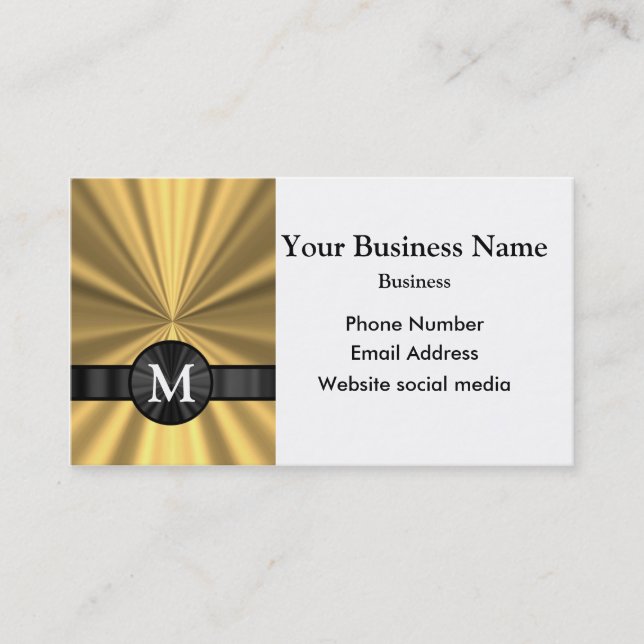 Monogrammed simple gold pattern business card (Front)