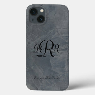 Monogrammed Slate Grey Plaster Patterns iPhone 13 Case