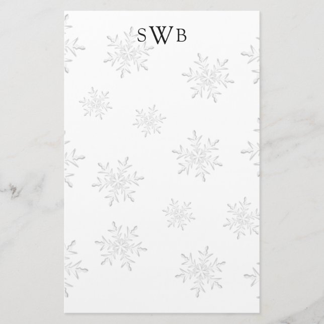 Monogrammed Snowflake Blank Christmas Paper (Front)