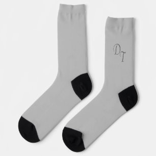 Monogrammed solid colour silver grey  socks