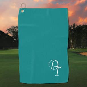 Monogrammed -   solid teal golf towel