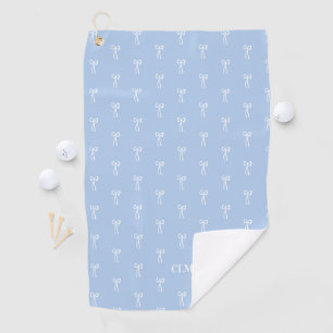 Monogrammed Something Blue Bow Coquette Classic Golf Towel