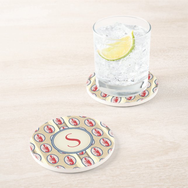 Monogrammed Spiny Rock Lobster Coaster (Side)