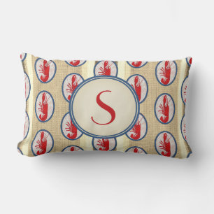 Monogrammed Spiny Rock Lobster Lumbar Pillow