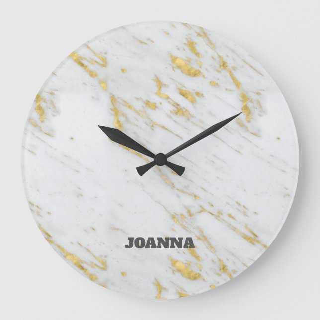 Monogrammed Spotted Gold Glitter Large Clock (Front)