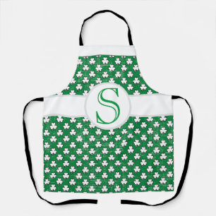 Monogrammed St. Paddy's Day Clover Pattern Lucky Apron