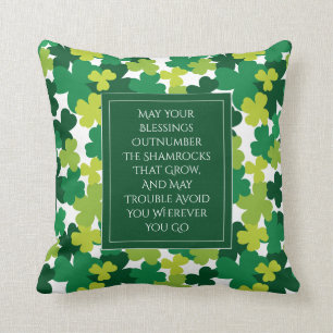 Monogrammed St. Patrick's Day With Irish Blessing Throw Pillow