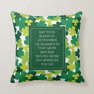 Monogrammed St. Patrick's Day With Irish Blessing Throw Pillow