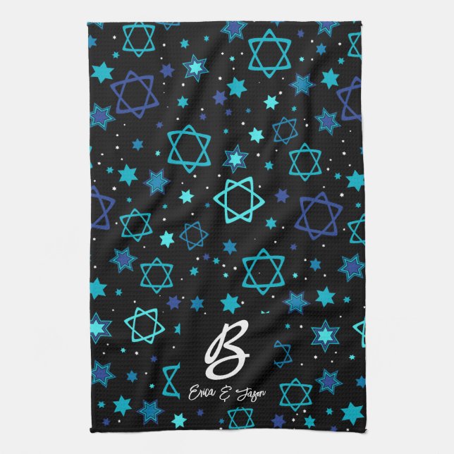 Monogrammed Star of David Kitchen Towel (Vertical)