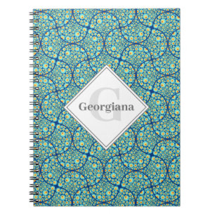 Monogrammed Starry Night On Sea Doodle Ogee Notebook