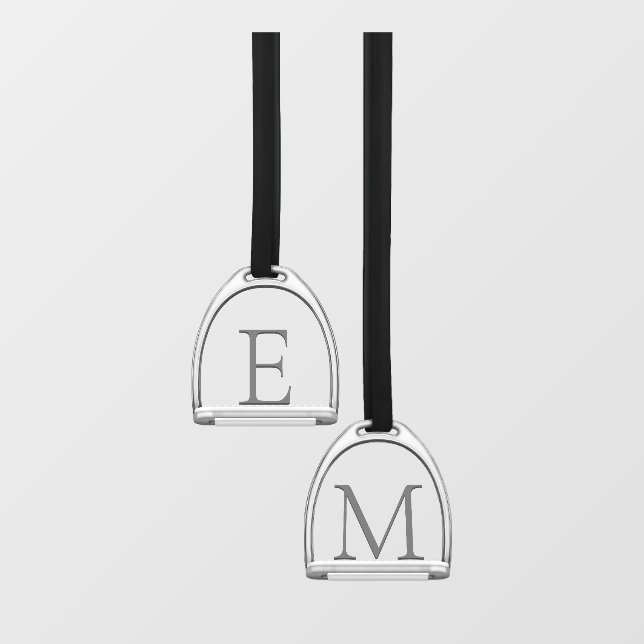 Monogrammed Stirrup Irons Pair Elegant Equestrian Window Cling (Sheet)